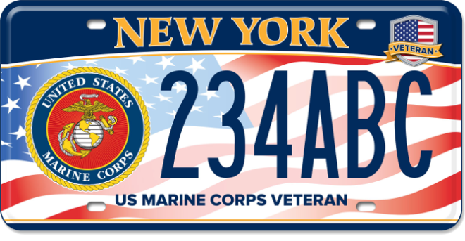 New York Marine Corps Veteran License Plate
